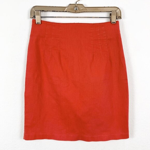 Vintage Skirt 25" Waist Red Mini High Waist Pencil Straight Fit String Bean - Picture 1 of 4